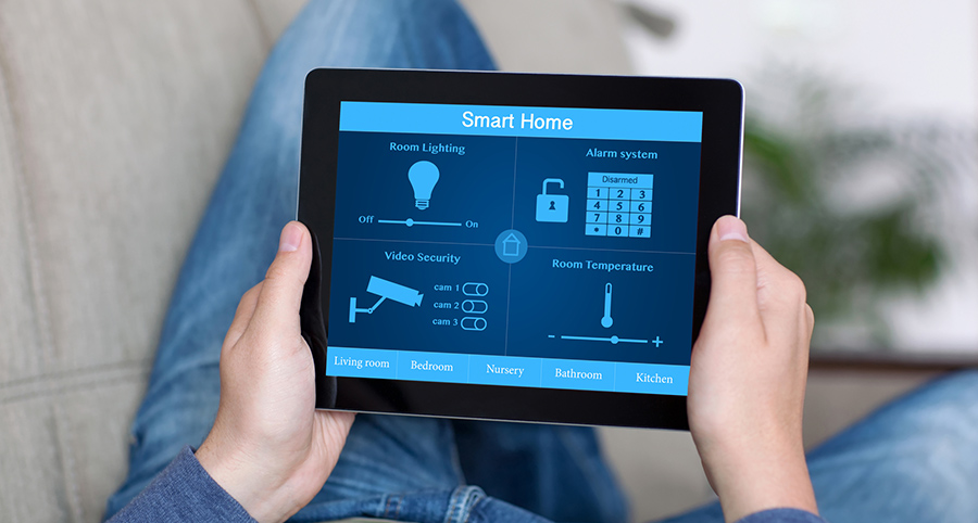 The ability to access and control security components from a mobile device is one of the top smart home trends in Greenville. Close-up of smart home security app.